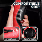Nexi Customized Car Logo Breathable Ultra-thin 5D Leather & Carbon Car Steering Wheel Cover Universal Fit