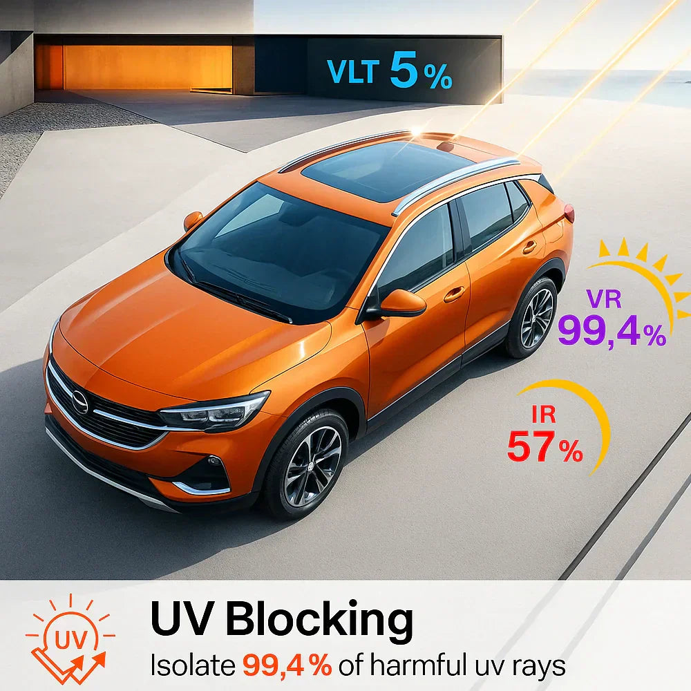 Universal Reduce Infrared Heat & Block UV by 99% Removable Window Tint Film for Cars - DIY Cut for Multiple Shapes