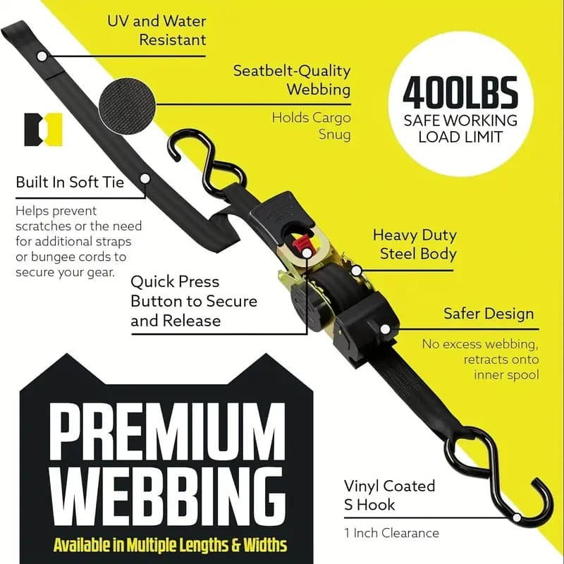 🎁 Limited Time – Upgraded 2025 Retractable Ratchet Strap (Perfect Gift for Men💙)